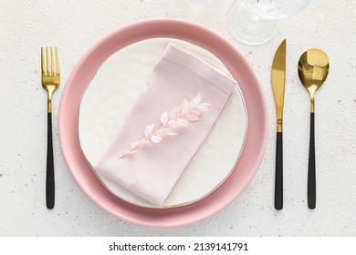 Elegant Table Setting On Light Background