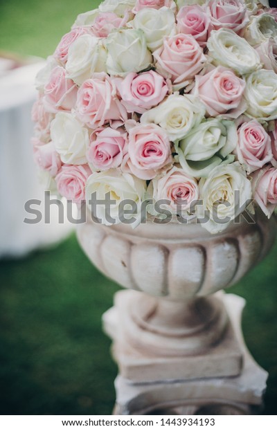 Elegant Wedding Bouquet On Column Stylish Stock Photo Edit Now