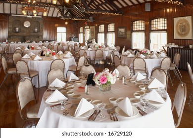 Elegant Wedding Reception Area Ready For Guests And The Party