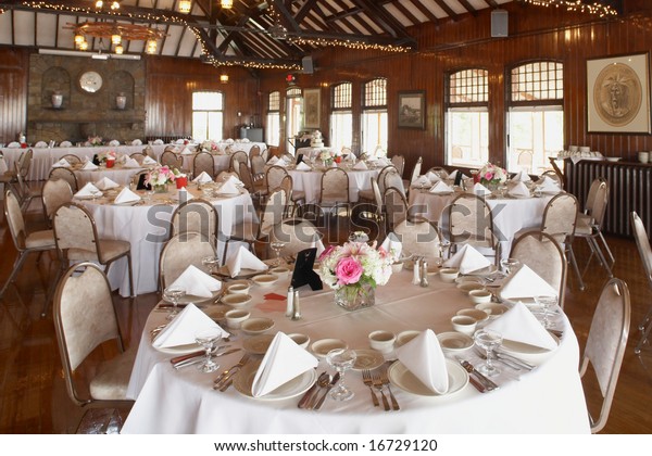 Elegant Wedding Reception Area Ready Guests Stock Photo Edit Now