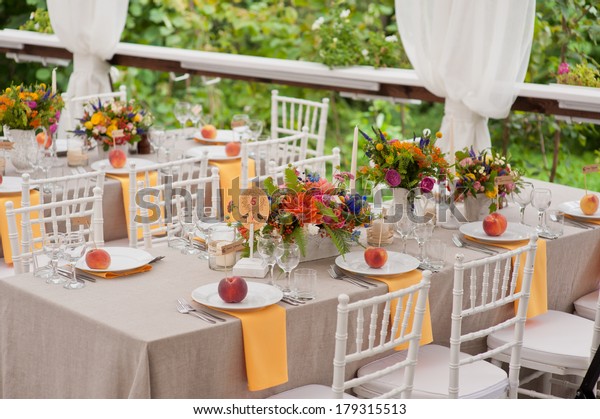 Elegant Wedding Reception Area Ready Guests Stock Photo Edit Now