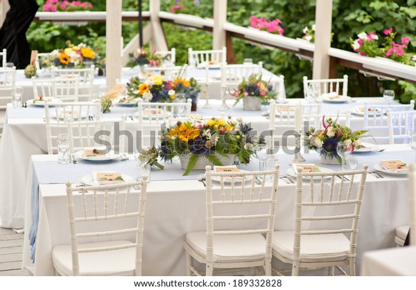 Elegant Wedding Reception Area Ready Guests Stock Photo Edit Now