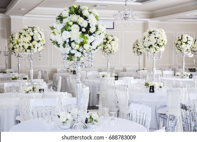 Elegant Wedding Reception Table Arrangement, Floral Centerpiece