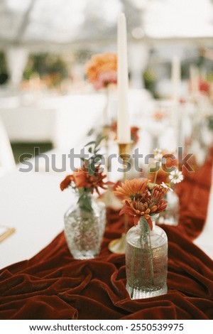 Elegant wedding table decor designed for a romantic Southern Lowcountry wedding in Georgia, showcasing fall-inspired warm tones and intimate details for a rustic, bohemian or outdoor celebration