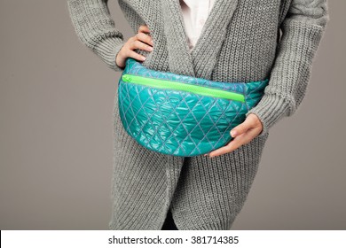 Elegant Woman With A Fanny Pack. Closeup Picture 