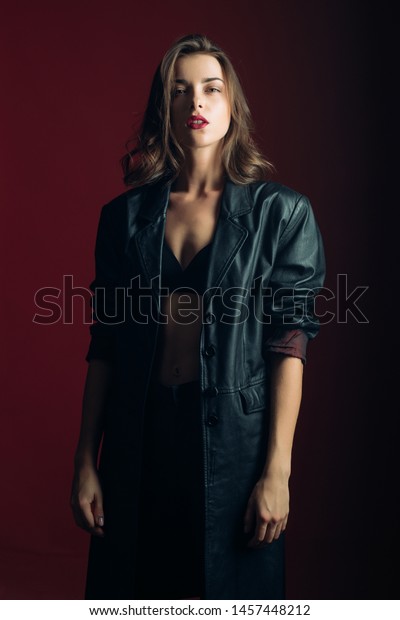 Elegant Woman Fashion Model On Dark Stock Photo Edit Now 1457448212