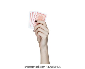 Elegant Woman Hand Holding Playing Cards