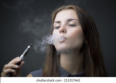 Elegant Woman Smoking Ecigarette Smoke Portrait Stock Photo (Edit Now ...