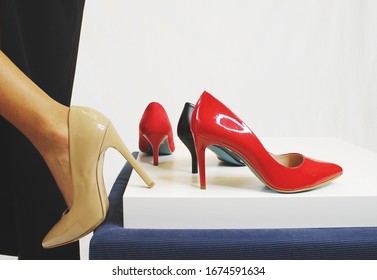 red women's heels shoes