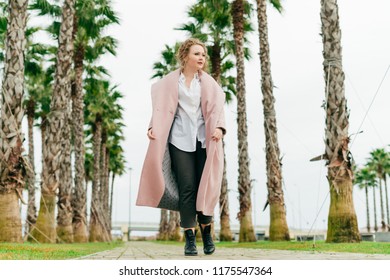 Elegant Young Girl In A White Shirt Enjoying The Spring And Warm, Clean Air And Nice Weather