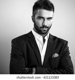 Portraits Elegant Guy Gray Suit Business Stock Photo (Edit Now ...