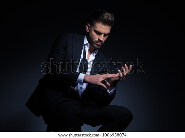 Elegant Young Man Tuxedo Playing His Stock Photo (Edit Now) 1006958074