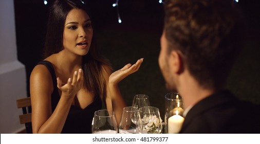 Elegant Young Woman Enjoying A Dinner Date