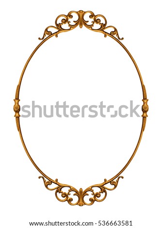 Elegantly golden antique frame isolated on white