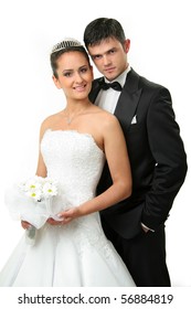 Elegantnye Newly-married Couple On The Isolated White Background