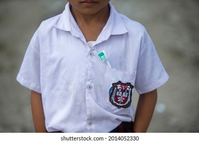 
Elementary School Children Are Directly Practicing How To Brush Their Teeth Properly Taught By A Health Nurse, North Kalimantan-Indonesia.January 16 2019