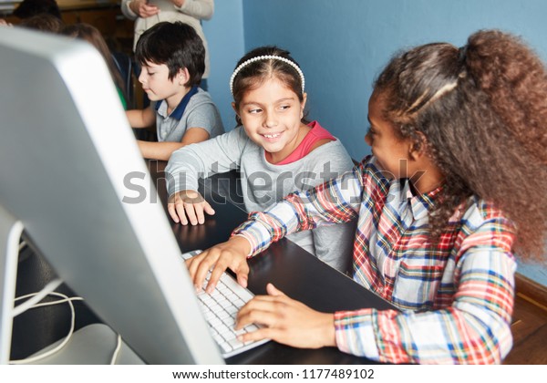 Elementary School Computer Science Girls Learn Stock Photo 1177489102 ...