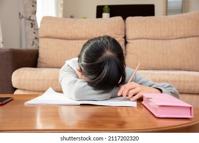 Elementary School Girl Crying Because She Can't Study