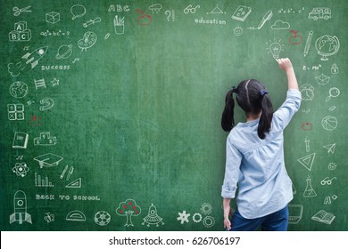 Elementary school kid student drawing doodle with child's imagination for national back to school month, education concept - Powered by Shutterstock