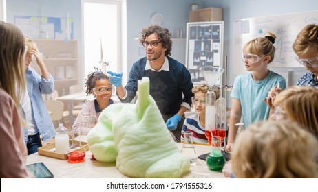 Elementary School Science Chemistry Classroom Enthusiastic Stock Photo