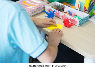 Elementary school student doing drawing