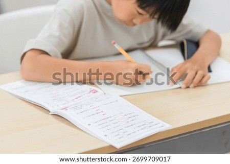 Elementary school student studying arithmetic (Japanese)
