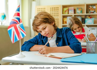 Elementary School Students During An English Lesson In The Classroom