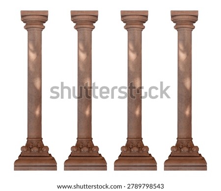 Elements of architectural decorations of buildings, columns and tops, gypsum stucco molding, wall texture and patterns. On the streets in Barcelona, public places.
