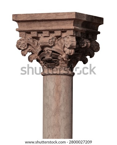 elements of architectural decorations of buildings, columns, pommel and patterns, on the streets in Barcelona, public places.