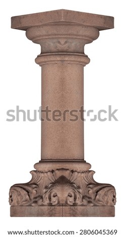 Elements of architectural decorations of buildings, columns and tops, gypsum molding, wall texture and stucco patterns. On the streets in Barcelona, public places.