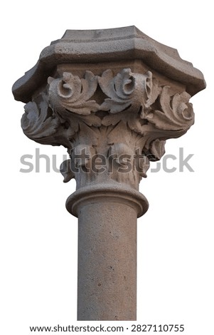 elements of architectural decorations of buildings, columns, pommel and patterns, on the streets in Barcelona, public places.