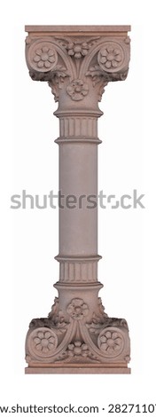 elements of architectural decorations of buildings, columns, pommel and patterns, on the streets in Barcelona, public places.