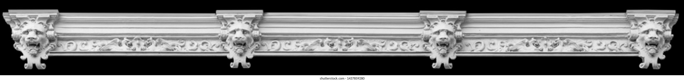Elements of architectural decorations of buildings, gypsum stucco, wall texture, plaster ornaments and patterns. On the streets in Georgia, public places. - Shutterstock ID 1437859280