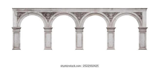 Elements of architectural decorations of buildings. Old wall with archs. Empire pattern. - Powered by Shutterstock