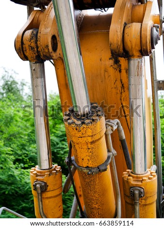 Elements of construction of old worn excavator