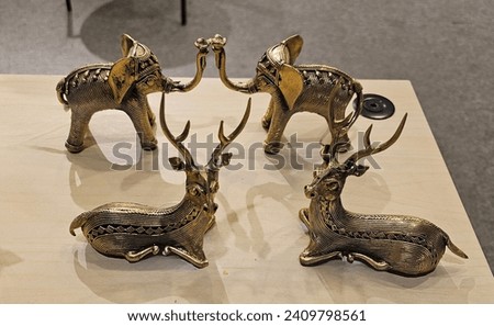 Elephant Deer Sitaram Copper and brass  Showpiece Metal Statue Set for Decorative Showpiece Enhance Your Home, Animal Idol Figurines Idol traditional Beautiful colourful beauty Great Photo wallpaper