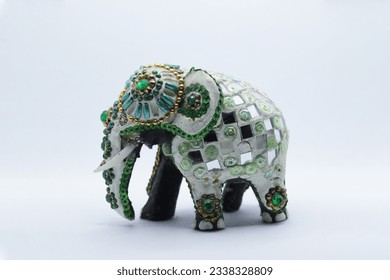 Elephant ornament on isolated white background, Fancy elephant, elephant statue, Colorful elephant toy - Powered by Shutterstock