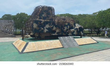 Elephant Pass, Jaffna, Sri Lanka – April 18, 2022: Armored Bulldozer In Hasalaka Gamini Memorial Used By Liberation Tigers Of Tamil Eelam LTTE Forces To Attack The Sri Lankan Army SLA Bunkers. 