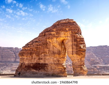 Elephant rock outcrop geological formation, "Al Ola" Al Ula, Saudi Arabia