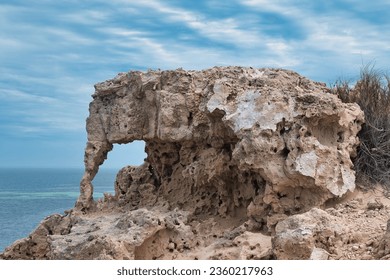 Elephant Rock, Shark Bay, Western Australia. Big rock formation shaped like an elephant in Shark Bay National Park. Western Australia road trip destination. Beautiful wonders of nature. Australia trip - Shutterstock ID 2360217963