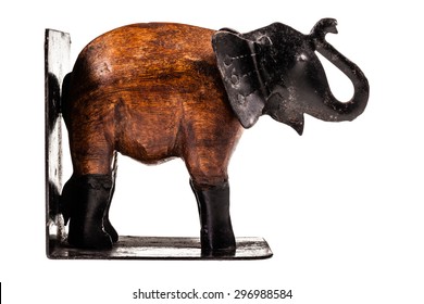 Elephant Shaped Bookends Isolated Over A White Background