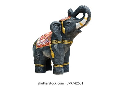 Elephant Statue Isolated On White Background, Public Places - Non Intellectual Property