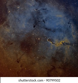 The Elephant Trunk Nebula, IC 1396, In The Hubble Palette