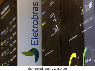 Eletrobras Company Logo On Electricity Index Panel. Brazilian Electric Utilities Company Building. State-owned Holding Of Power Energy Supply Under Privatization - Rio De Janeiro,  Brazil 06.09.2022