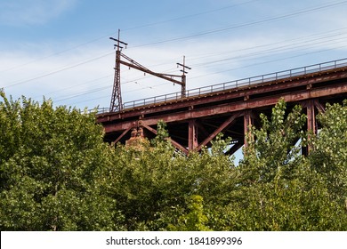 Elevated Electrical Train Tracks On Randalls And Wards Islands In New York City