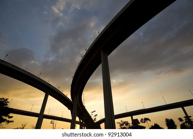 elevated express way at sunset