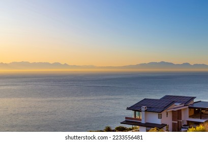 Elevated panoramic view of False Bay, Cape Town, South Africa