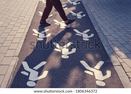 Similar – Image, Stock Photo White bike path sign