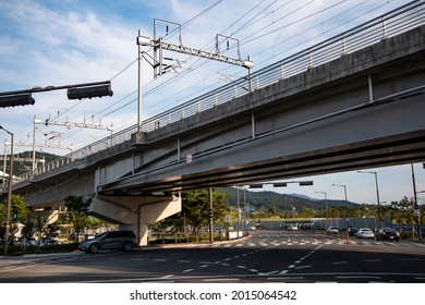 Elevated Rail Built Across The Road