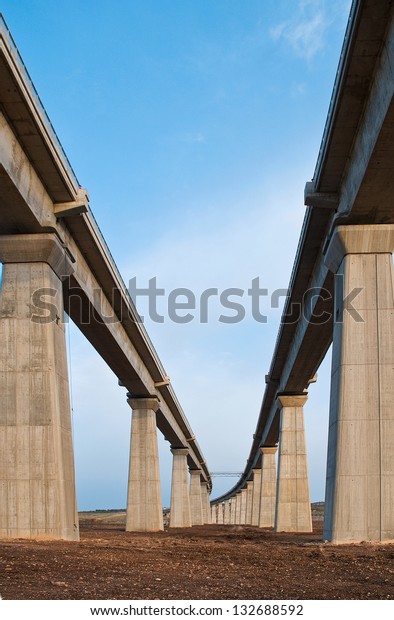 Elevated train\
bridge